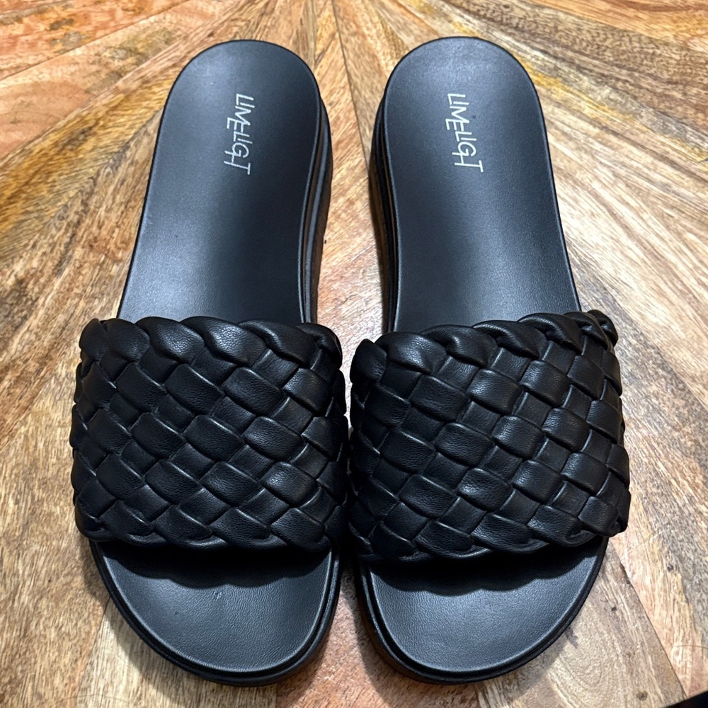 Limelight Black Woven Slide Sandals